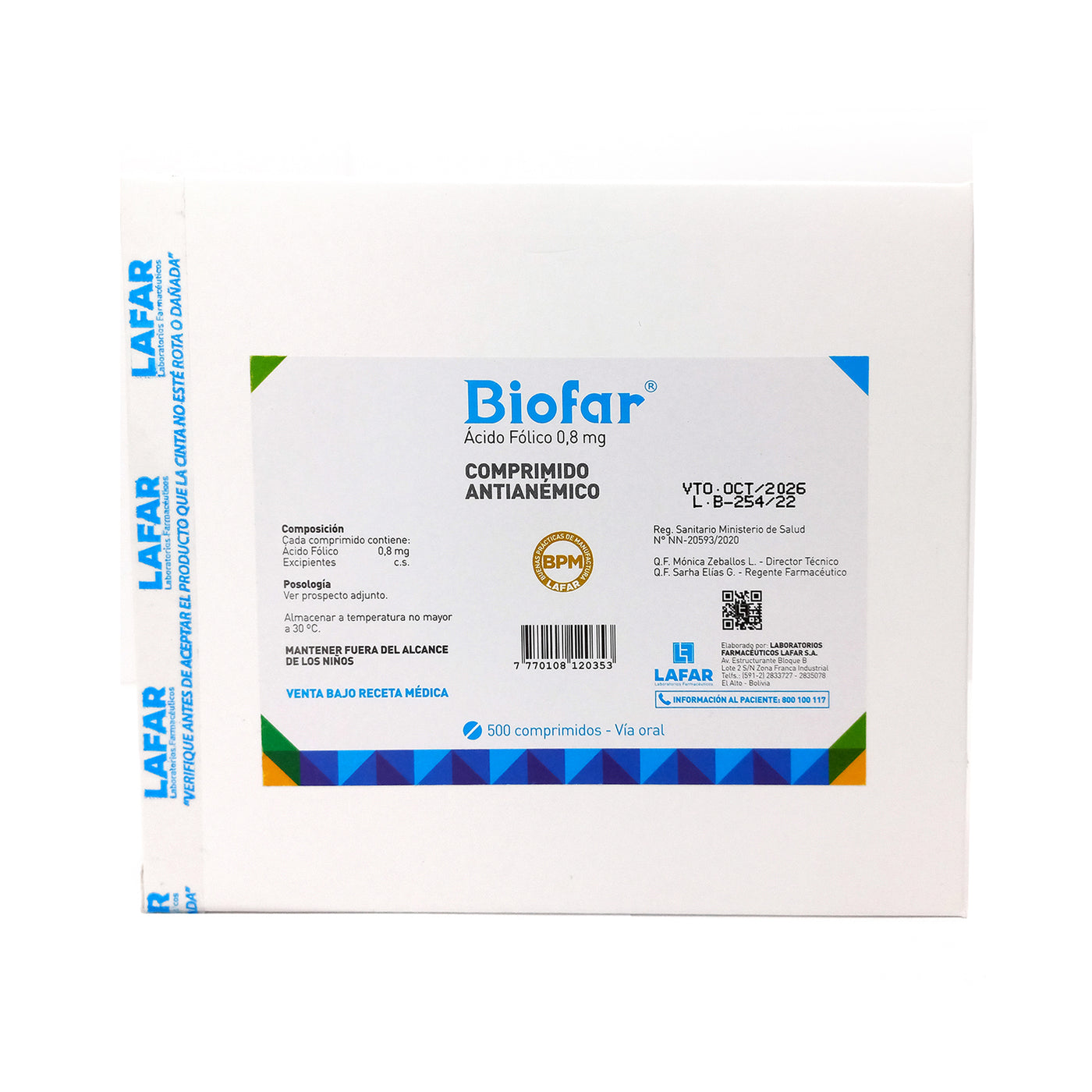 Biofar 800Mcg Acido Folico X Tableta— Farmacorp