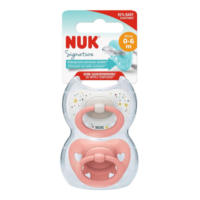 Chupete Signature Nuk Rosado 0-6M X 2 Unidades