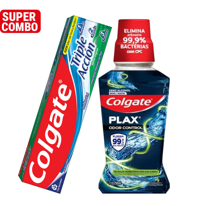 Combo Colgate Triple Acción X 180 G + Enjuague Odox Control X 250 Ml