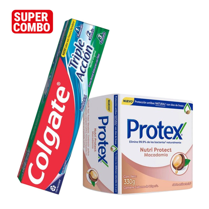 Combo Colgate Triple Acción Menta + Jabón Protex